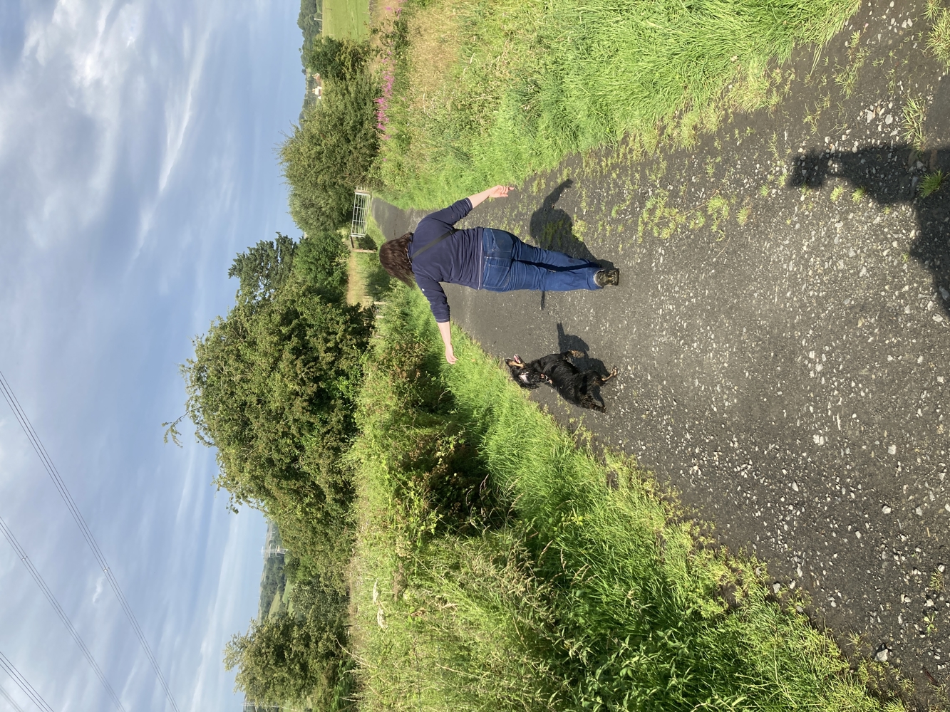 Lisa walking with her cocker spaniel Bonza