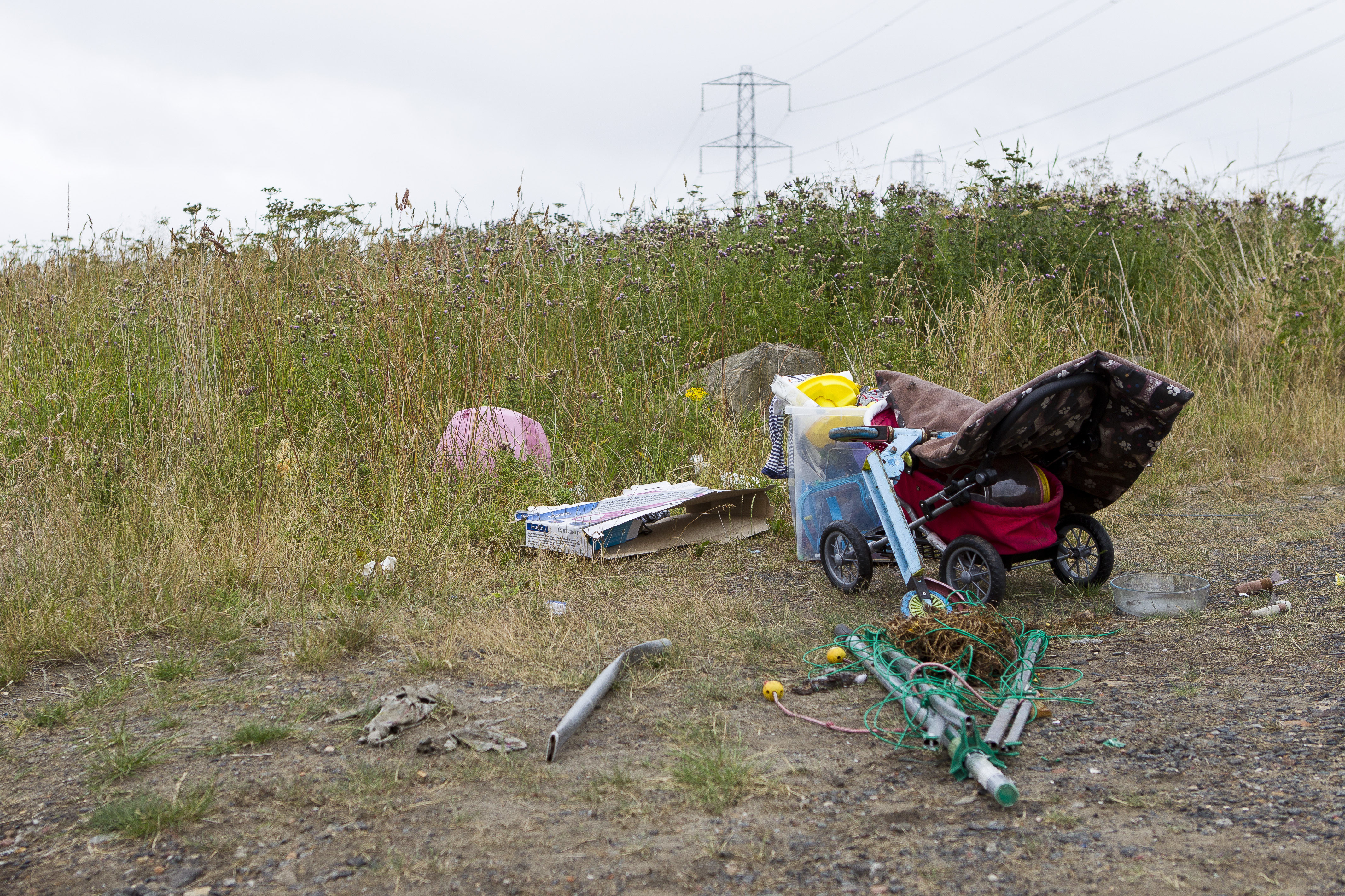 A pram and other flytipped items