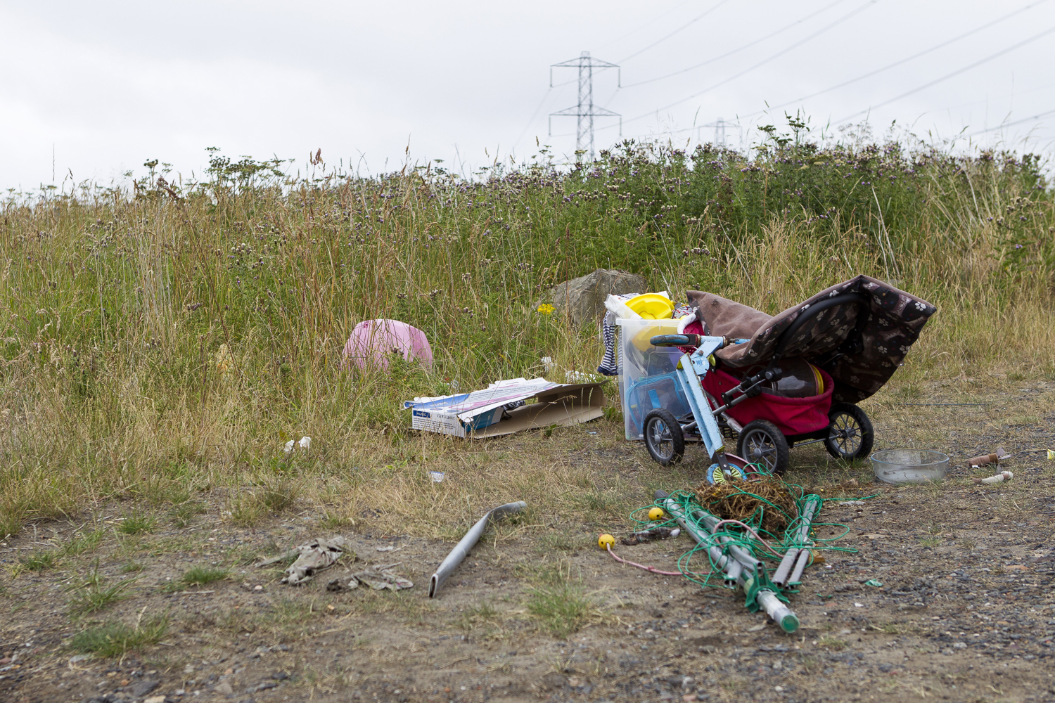 A pram and other flytipped items