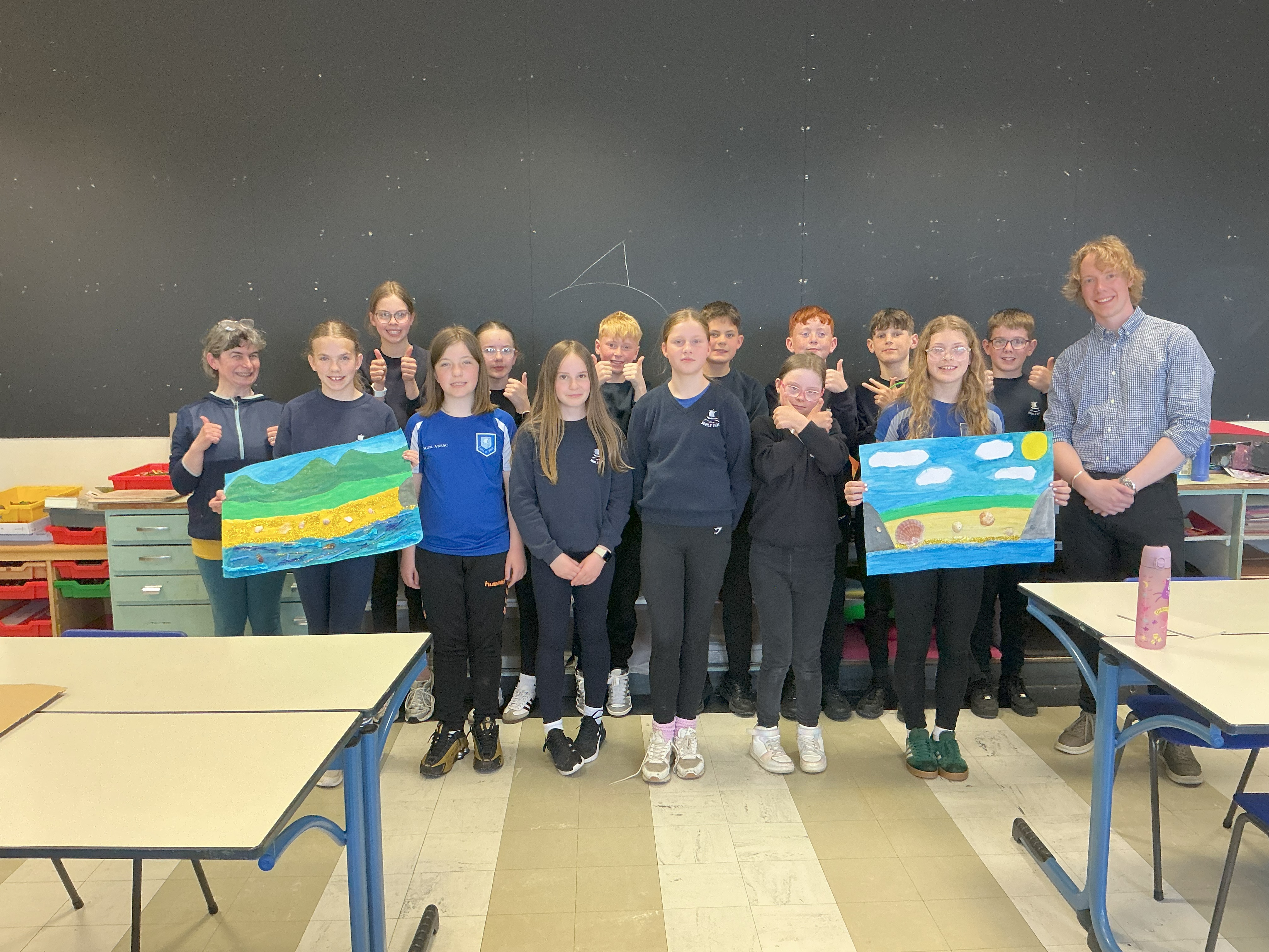 Jonathan with pupils from Back Primary School