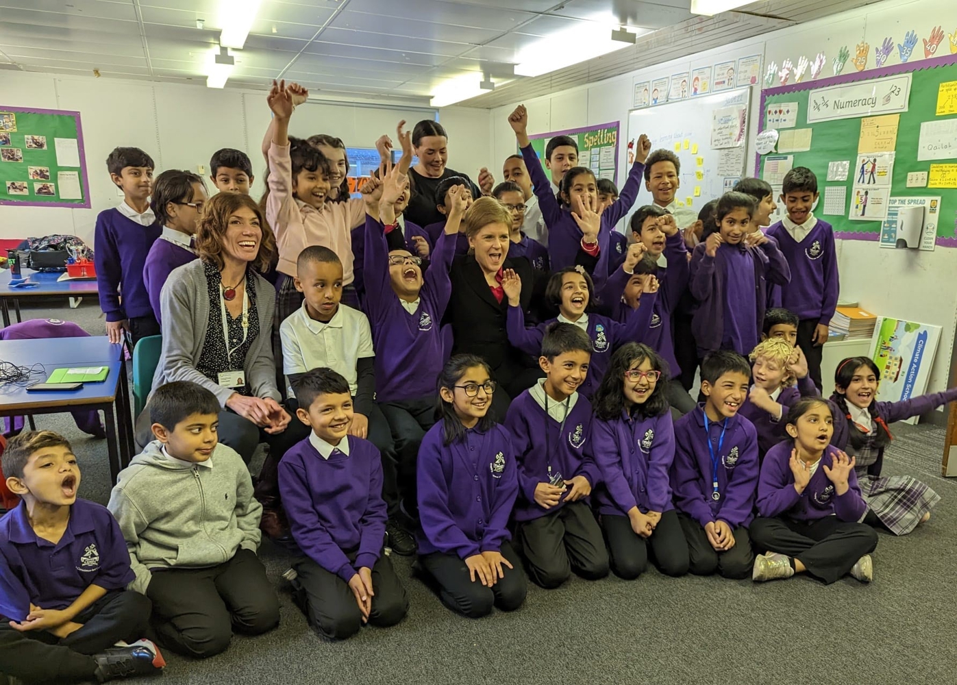 Pupils enjoying a Live Lesson with former First Minister Nicola Sturgeon